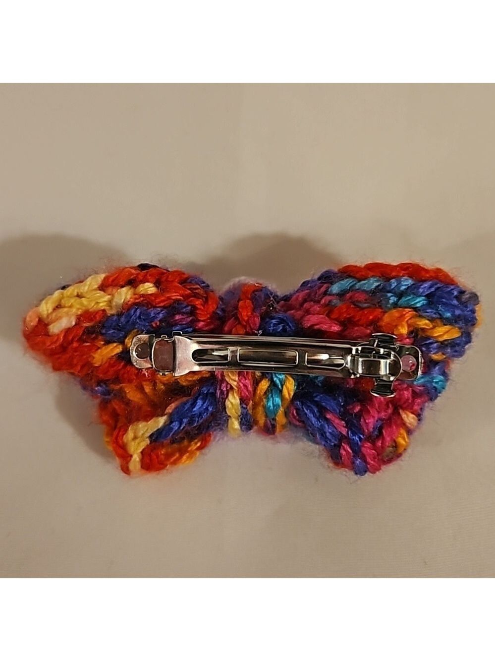 Hand Knit Crochet Flower Barrette Clip Purple - Picture 4 of 17